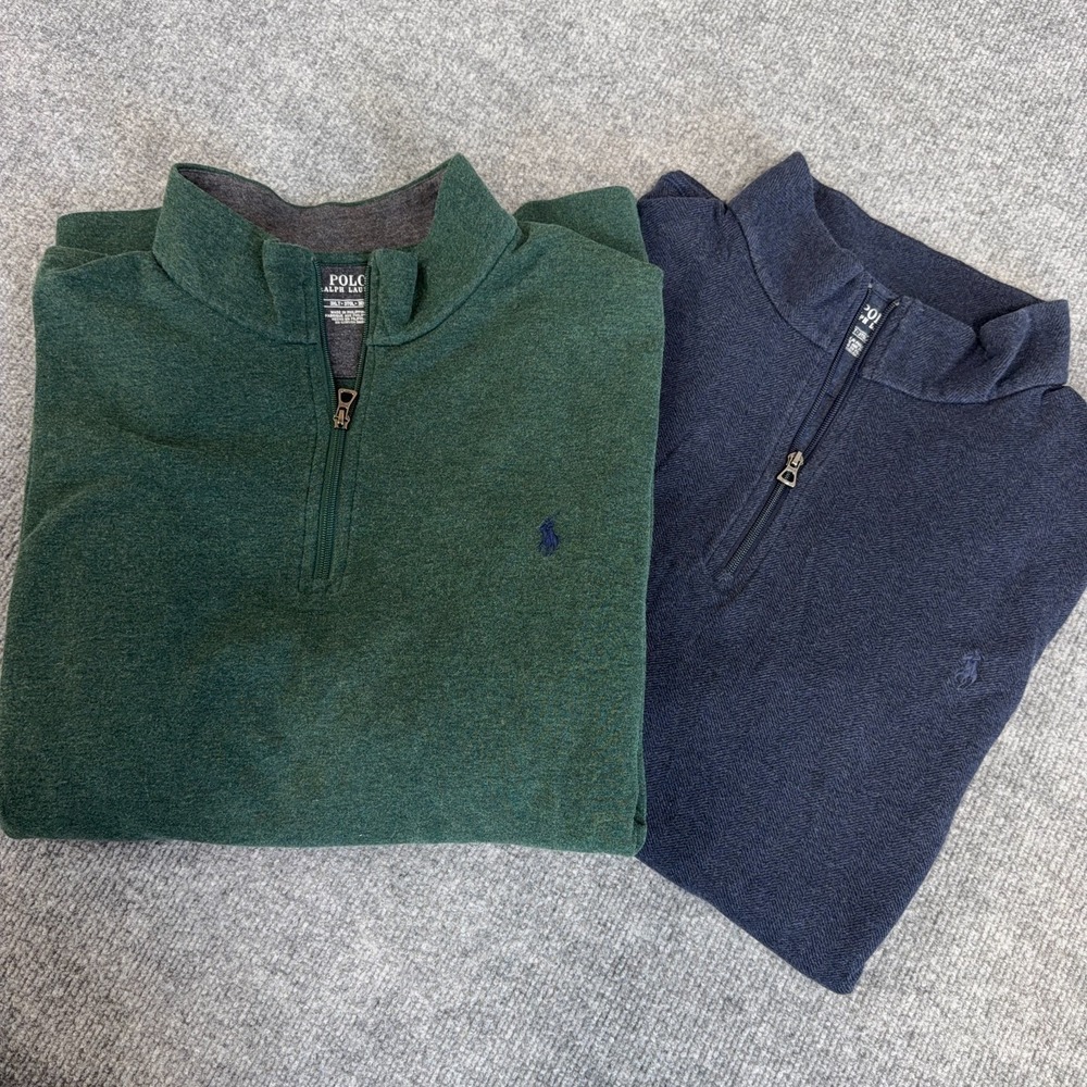 Polo Ralph Lauren Sweater *LOT OF 2* Men 3XLT Green Blue Luxury Jersey 1/4 Zip